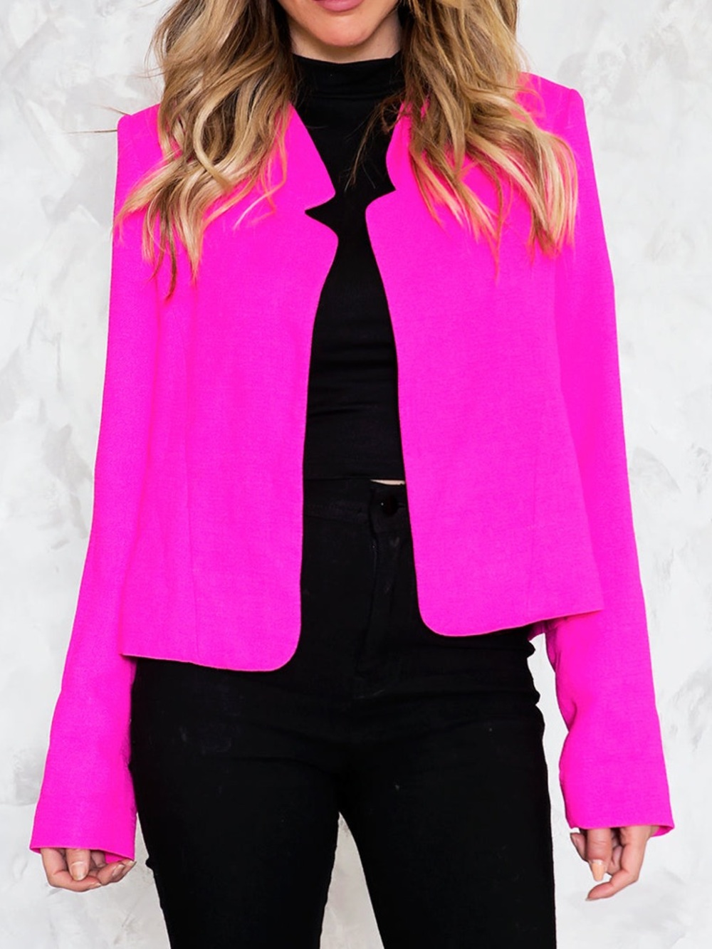 EUC Karlie Hot Pink Open Front Blazer jacket size medium